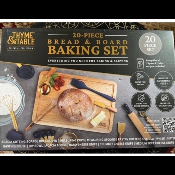 Thyme and Table Boxed Kitchen Starter Set Acacia Wood Cutting Board Accessories - Picture 2 of 6